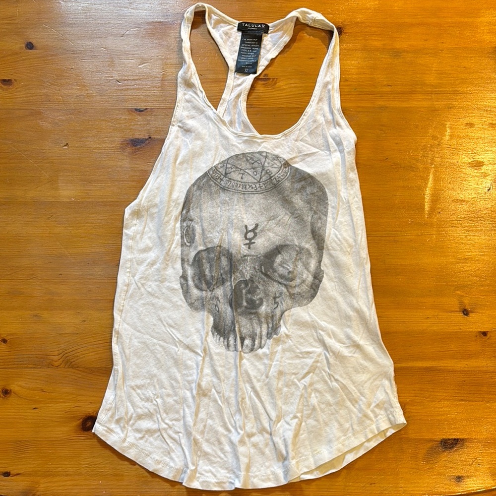 Talula White Graphic Sleeveless Tank Top